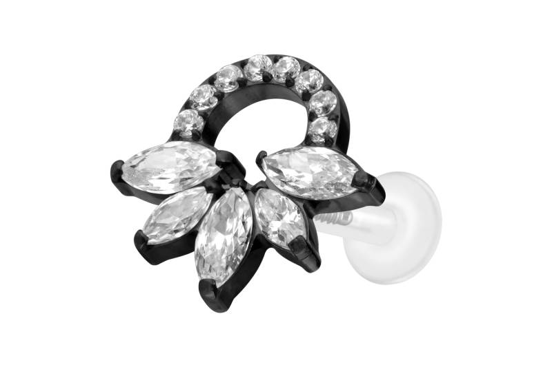 PTFE Labret mit Innengewinde + Titan-Aufsatz KRISTALLRASSEL von Piercingline