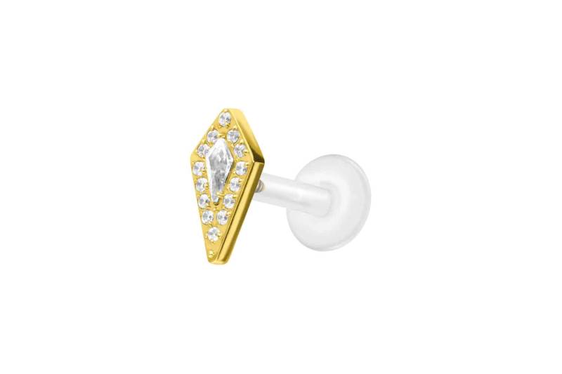 PTFE Labret mit Innengewinde + Titan-Aufsatz KRISTALLSCHILD von Piercingline