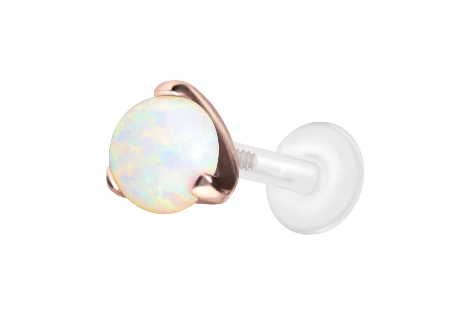 PTFE Labret mit Innengewinde + Titan-Aufsatz SYNTHETISCHER OPAL von Piercingline