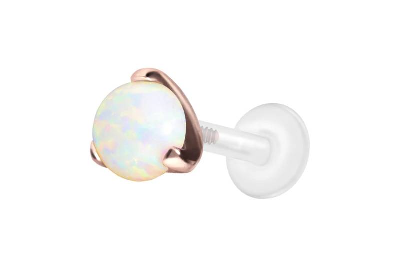PTFE Labret mit Innengewinde + Titan-Aufsatz SYNTHETISCHER OPAL von Piercingline