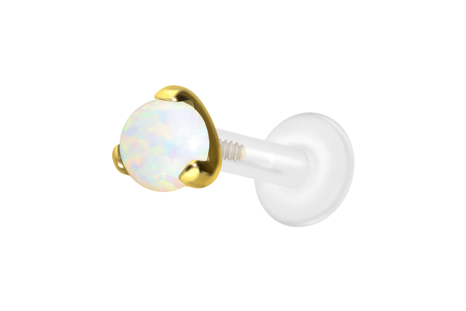 PTFE Labret mit Innengewinde + Titan-Aufsatz SYNTHETISCHER OPAL von Piercingline