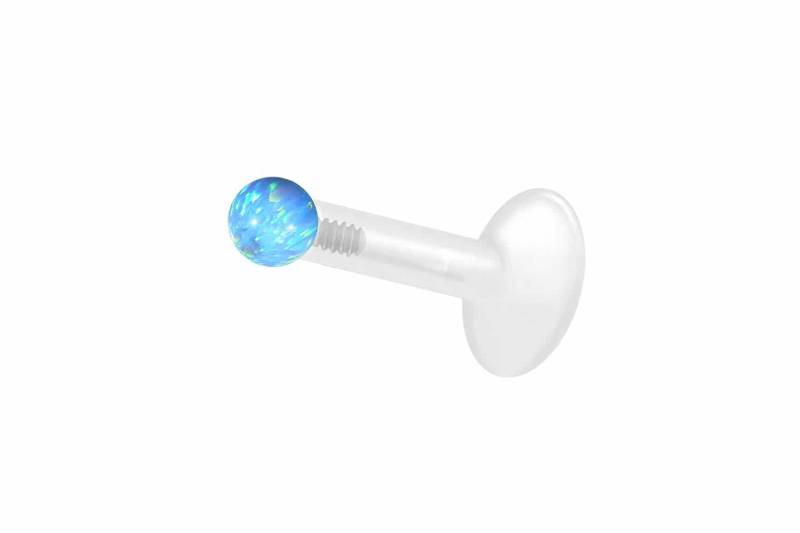 PTFE Labret mit Innengewinde + Titan-Aufsatz SYNTHETISCHER OPAL von Piercingline