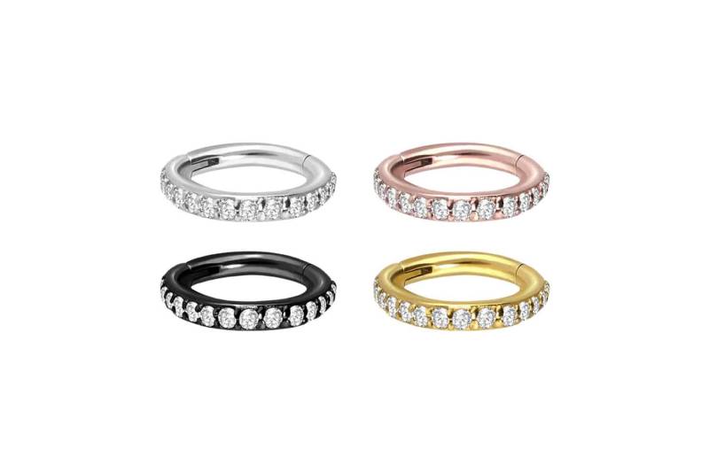 SET Chirurgenstahl Segmentring Clicker EINGEFASSTE KRISTALLE ++Neues Design++ von Piercingline