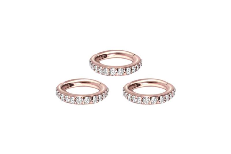 SET Chirurgenstahl Segmentring Clicker EINGEFASSTE KRISTALLE ++Neues Design++ von Piercingline