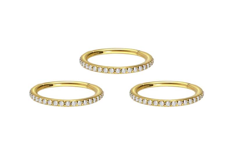 SET Chirurgenstahl Segmentring Clicker EINGEFASSTE KRISTALLE ++Neues Design++ von Piercingline