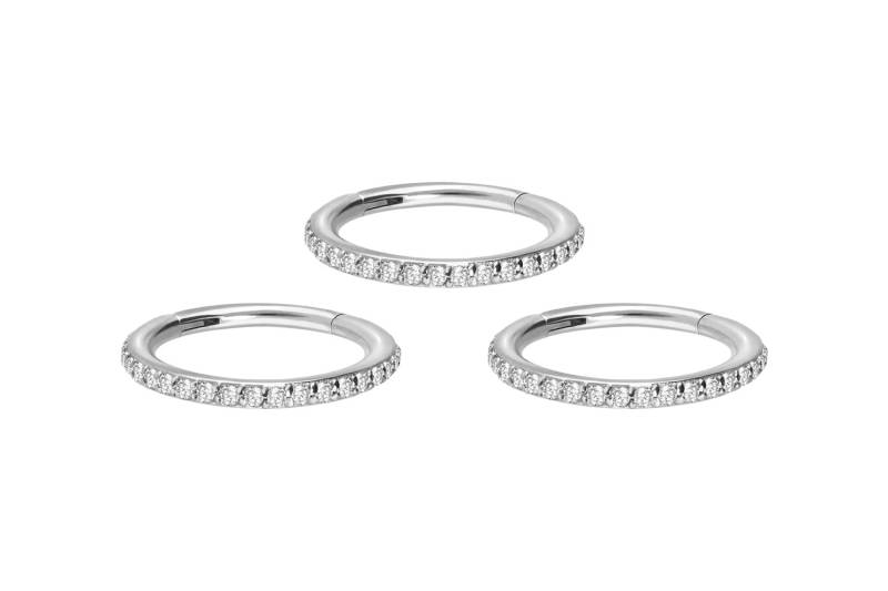 SET Chirurgenstahl Segmentring Clicker EINGEFASSTE KRISTALLE ++Neues Design++ von Piercingline