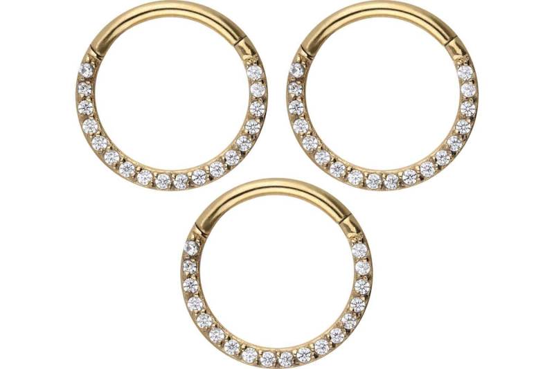 SET Chirurgenstahl Segmentring Clicker EINGEFASSTE KRISTALLE von Piercingline