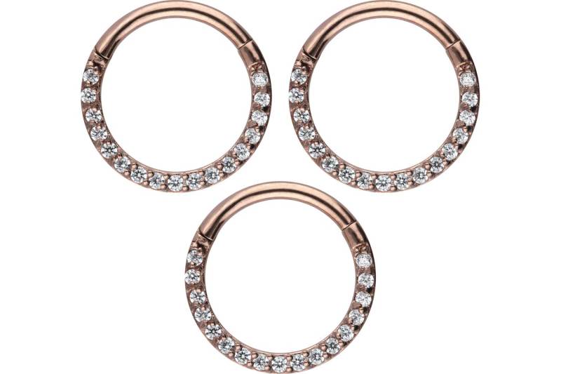 SET Chirurgenstahl Segmentring Clicker EINGEFASSTE KRISTALLE von Piercingline