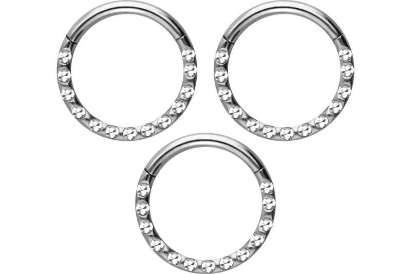 SET Chirurgenstahl Segmentring Clicker KRISTALLE + EPOXY von Piercingline
