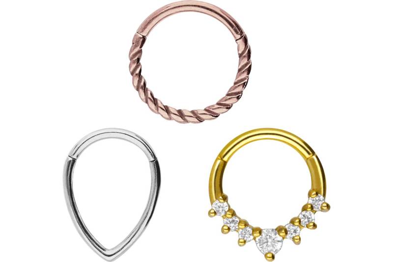 SET Chirurgenstahl Segmentring Clicker MIX von Piercingline