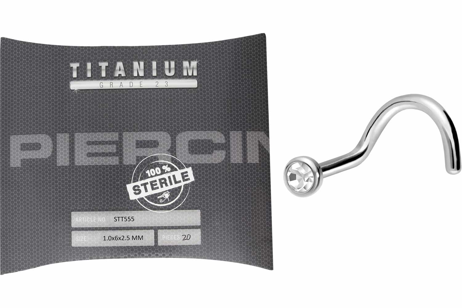 Sterilisierter Titan Nasenstecker FLACHE KRISTALLDISC von Piercingline