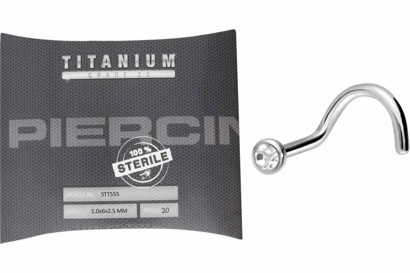 Sterilisierter Titan Nasenstecker FLACHE KRISTALLDISC von Piercingline