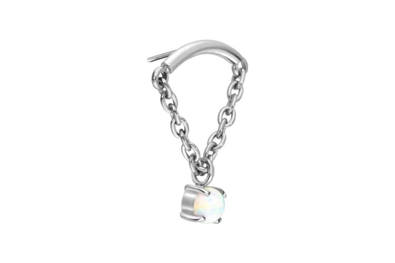 Titan Aufsatz mit Push Pin BOGEN + KETTE + SYNTHETISCHER OPAL von Piercingline