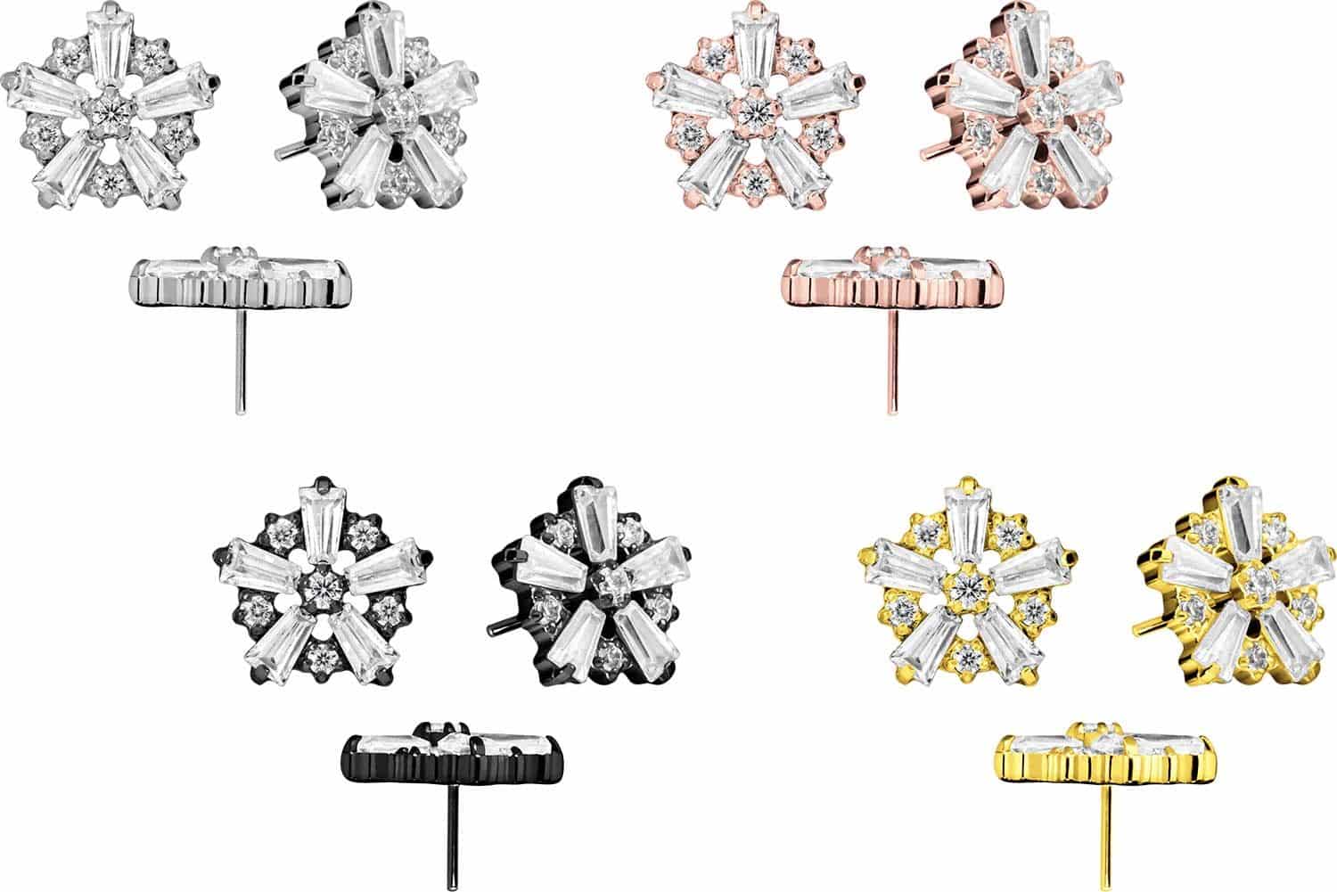 Titan Aufsatz mit Push Pin SCHNEEFLOCKE von Piercingline