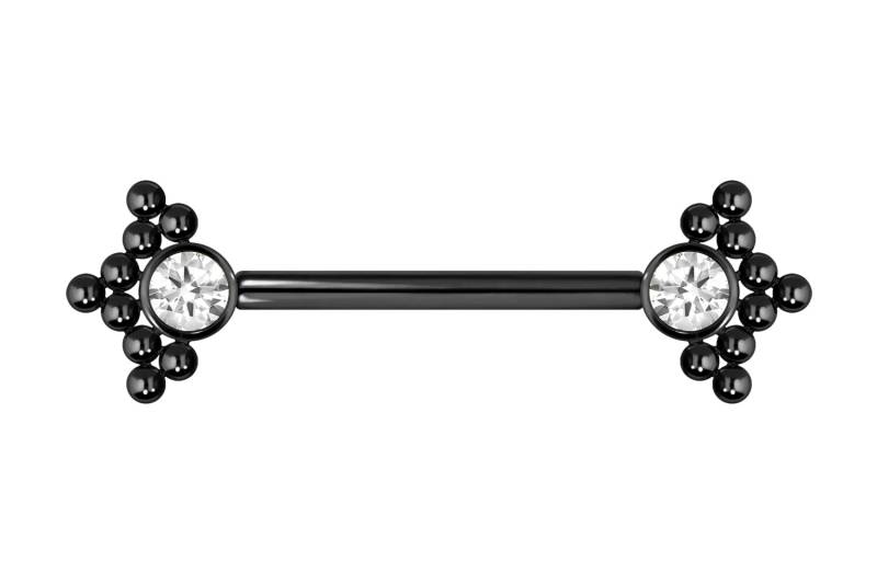 Titan Barbell mit Push Fit KRISTALL + 3 KUGELDREIECKE von Piercingline