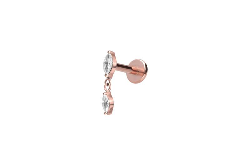 Titan Labret mit Innengewinde 2 KRISTALLTROPFEN von Piercingline
