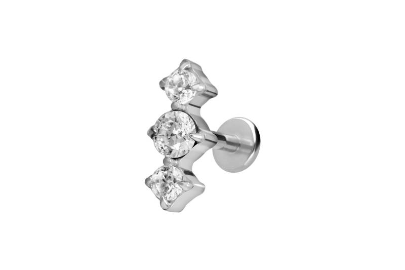 Titan Labret mit Innengewinde 3 EINGEFASSTE KRISTALLE von Piercingline