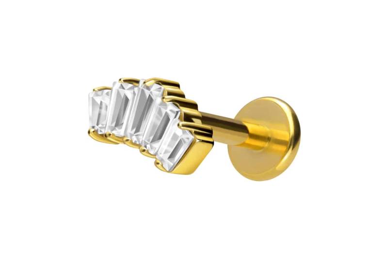 Titan Labret mit Innengewinde 5 EINGEFASSTE KRISTALLRECHTECKE von Piercingline
