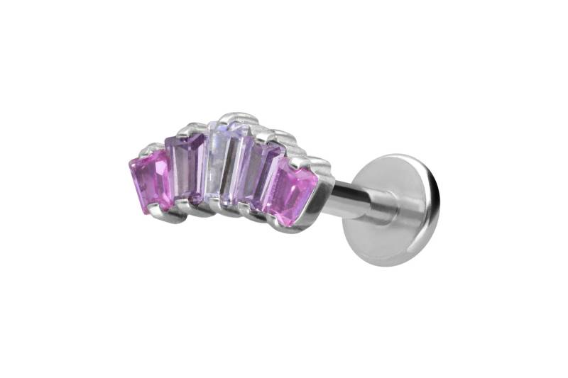 Titan Labret mit Innengewinde 5 EINGEFASSTE KRISTALLRECHTECKE von Piercingline
