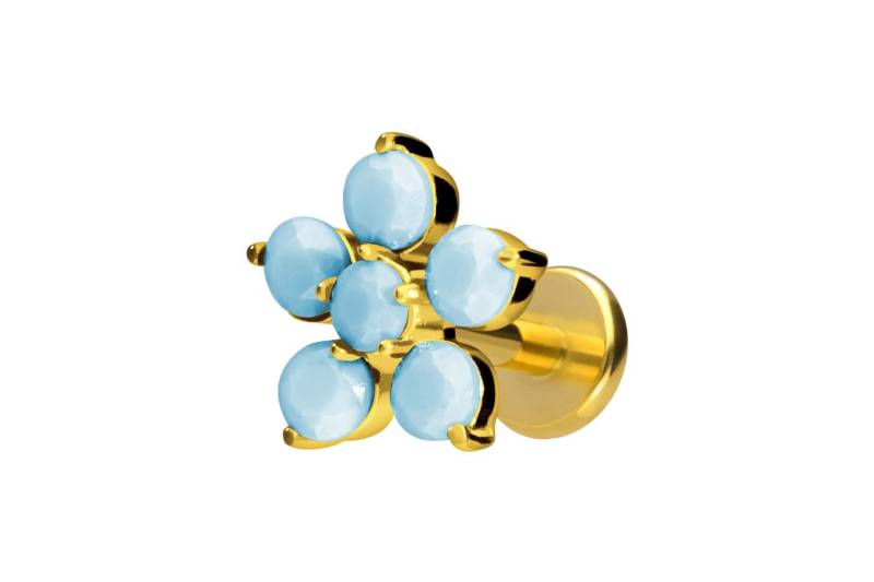 Titan Labret mit Innengewinde BLUME + SYNTHETISCHE TÜRKISE von Piercingline