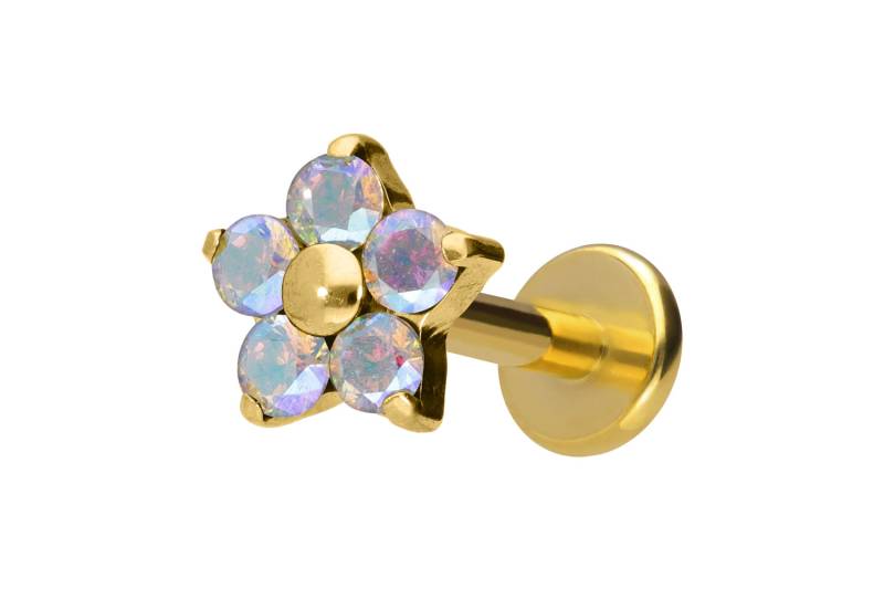 Titan Labret mit Innengewinde KRISTALLBLUME von Piercingline