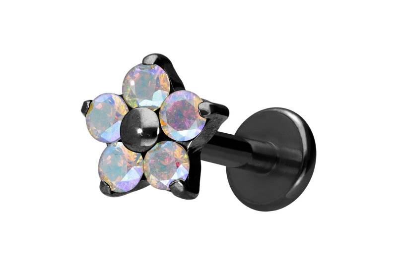 Titan Labret mit Innengewinde KRISTALLBLUME von Piercingline