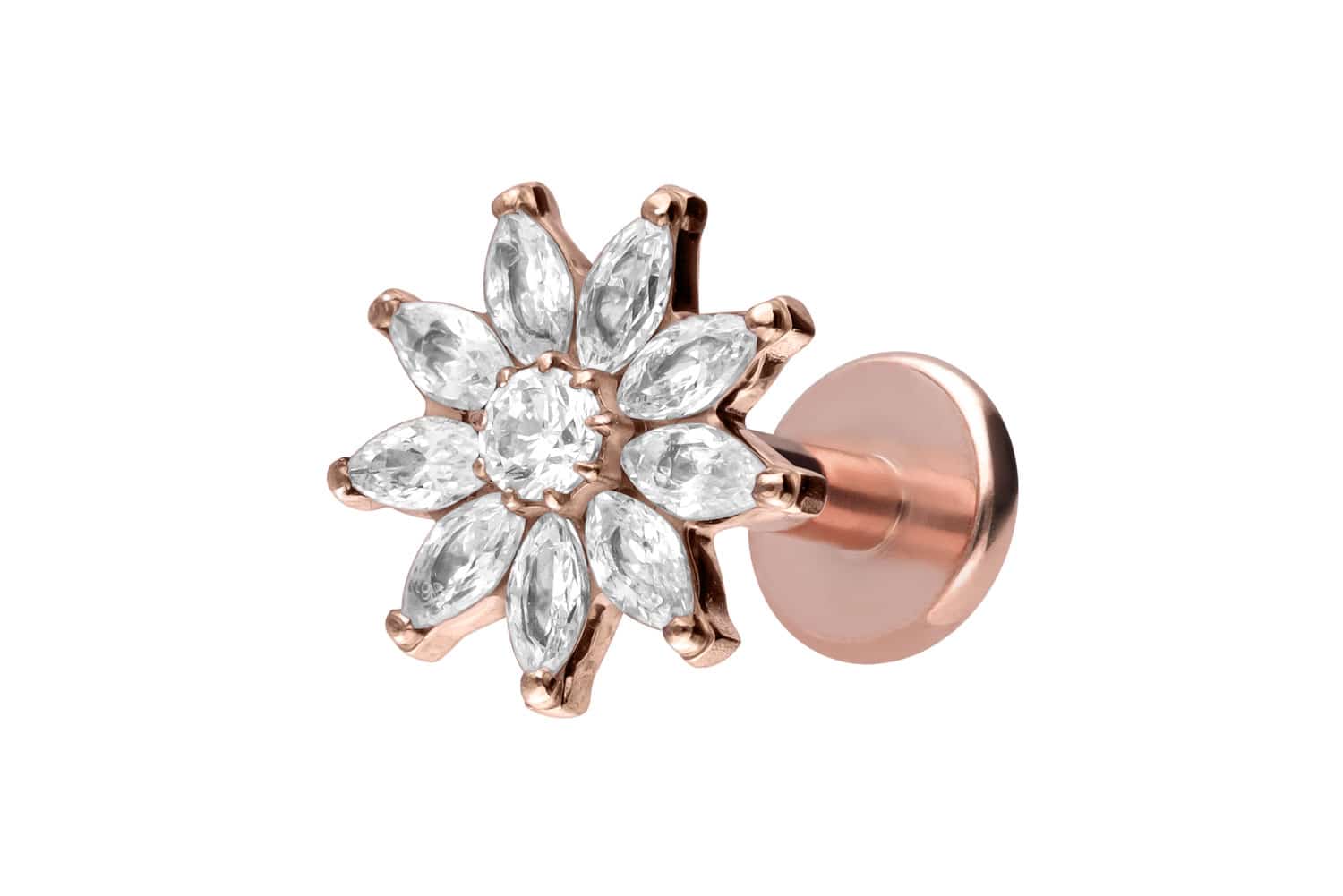 Titan Labret mit Innengewinde KRISTALLBLUME von Piercingline