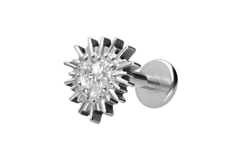 Titan Labret mit Innengewinde KRISTALLHERZ + SONNENSTRAHLEN von Piercingline