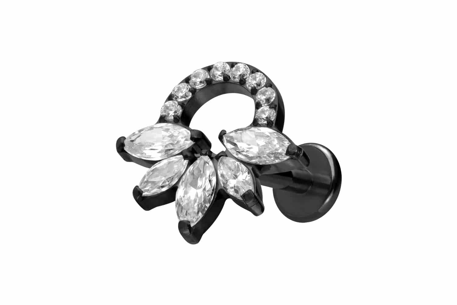 Titan Labret mit Innengewinde KRISTALLRASSEL von Piercingline