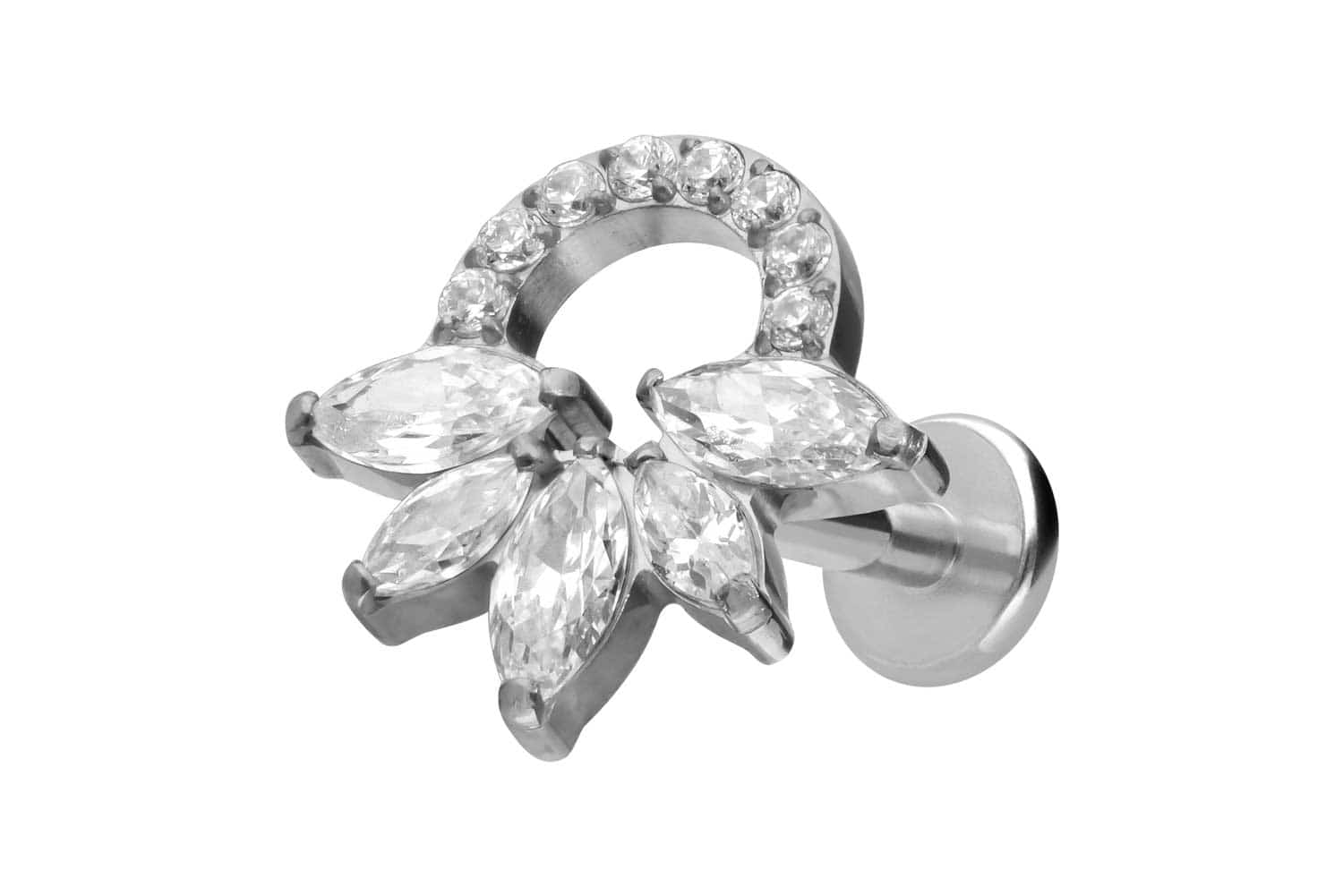 Titan Labret mit Innengewinde KRISTALLRASSEL von Piercingline