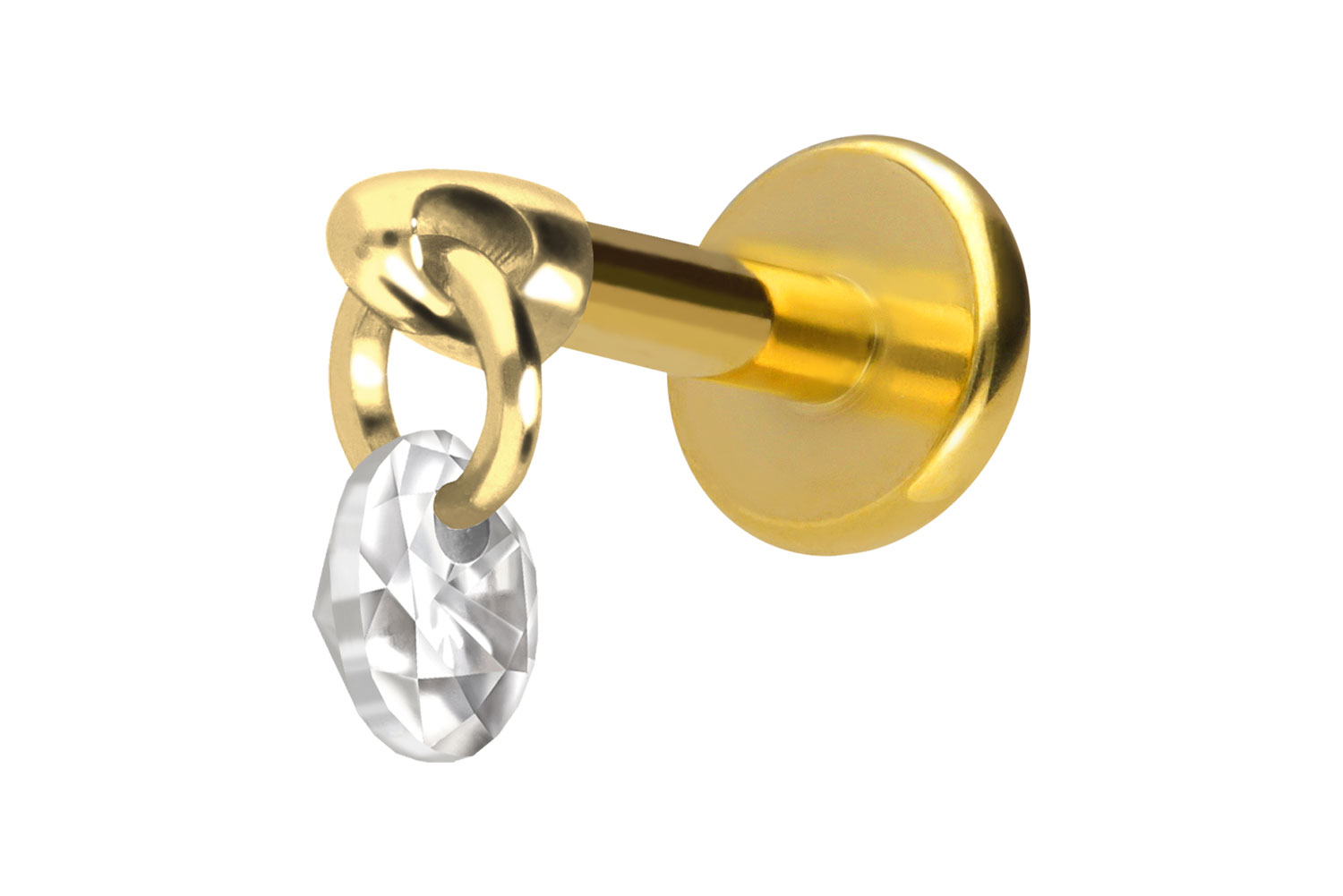 Titan Labret mit Innengewinde RUNDER KRISTALL von Piercingline