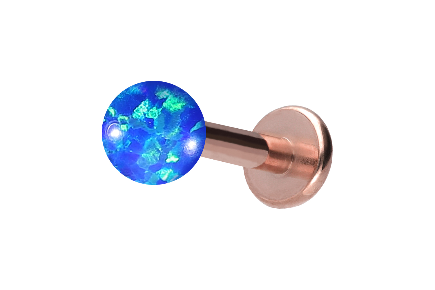 Titan Labret mit Innengewinde SYNTHETISCHER OPAL von Piercingline