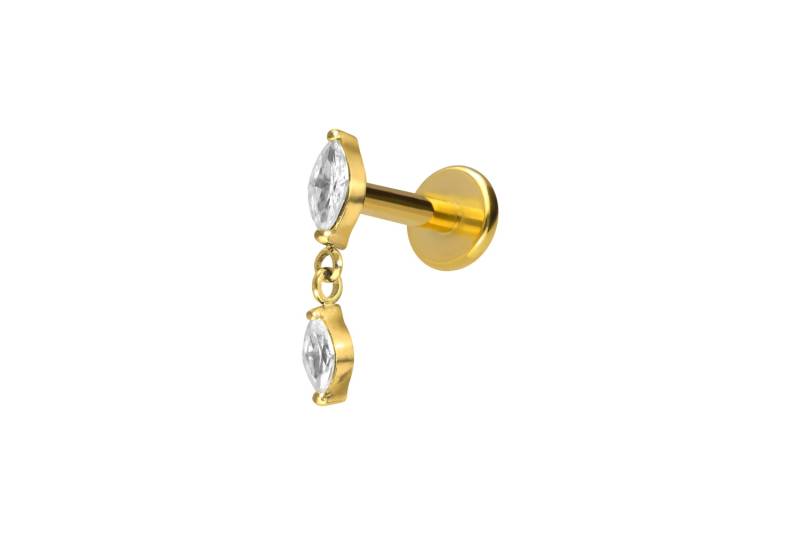 Titan Labret mit Push Fit 2 KRISTALLTROPFEN von Piercingline