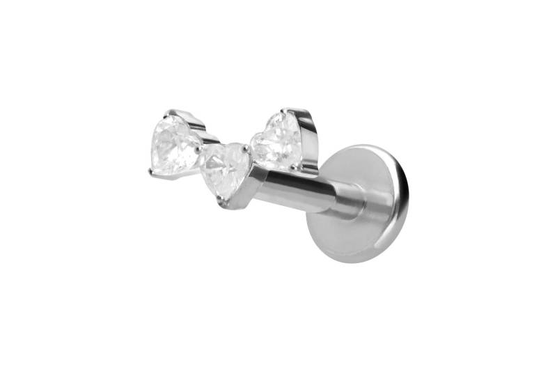 Titan Labret mit Push Fit 3 KRISTALLHERZEN von Piercingline