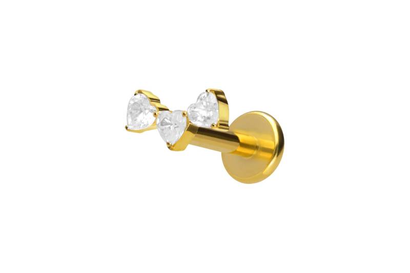 Titan Labret mit Push Fit 3 KRISTALLHERZEN von Piercingline
