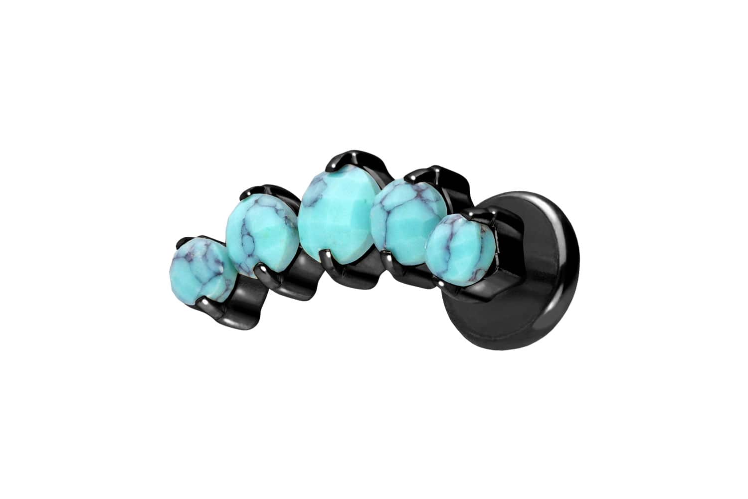 Titan Labret mit Push Fit 5 SYNTHETISCHE TÜRKISE von Piercingline