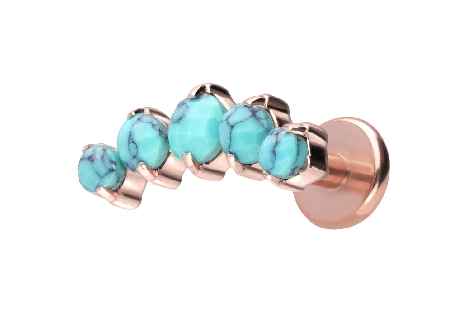 Titan Labret mit Push Fit 5 SYNTHETISCHE TÜRKISE von Piercingline