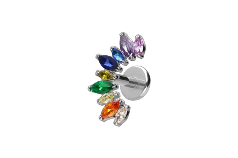 Titan Labret mit Push Fit BUNTER KRISTALLBOGEN von Piercingline