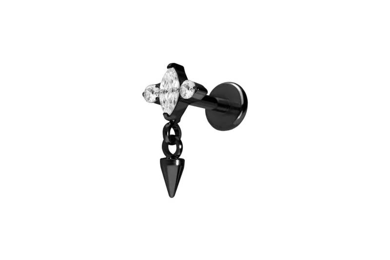 Titan Labret mit Push Fit EINGEFASSTE KRISTALLE + SPITZE von Piercingline