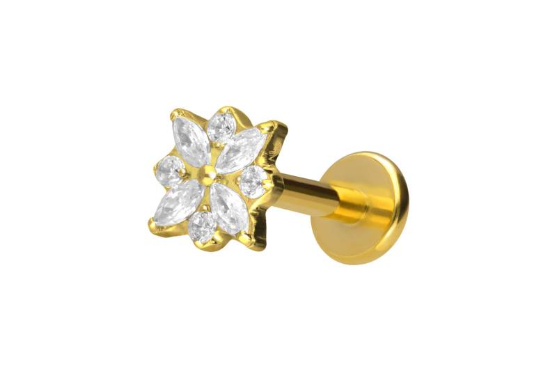 Titan Labret mit Push Fit KRISTALLBLUME von Piercingline