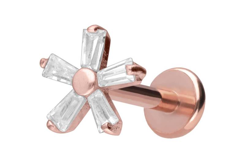 Titan Labret mit Push Fit KRISTALLBLUME von Piercingline