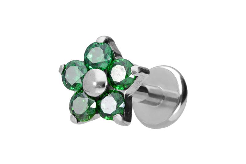 Titan Labret mit Push Fit KRISTALLBLUME von Piercingline