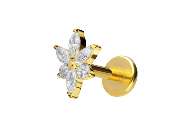 Titan Labret mit Push Fit KRISTALLBLUME von Piercingline