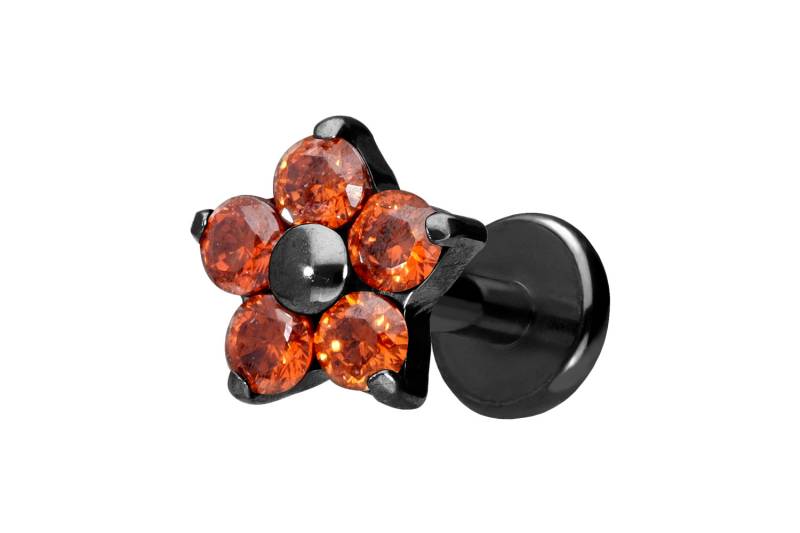 Titan Labret mit Push Fit KRISTALLBLUME von Piercingline