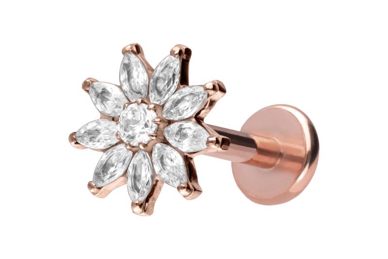 Titan Labret mit Push Fit KRISTALLBLUME von Piercingline