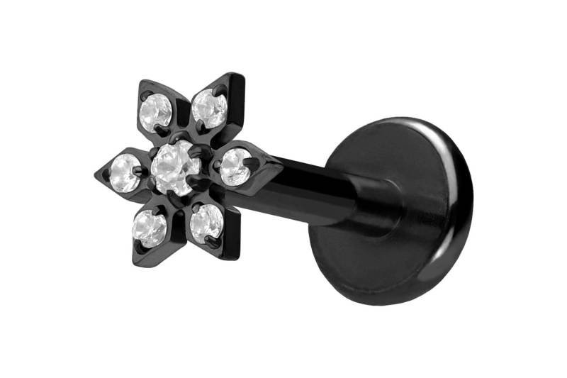 Titan Labret mit Push Fit KRISTALLBLUME von Piercingline