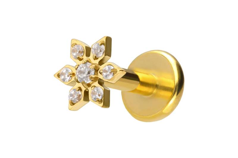 Titan Labret mit Push Fit KRISTALLBLUME von Piercingline