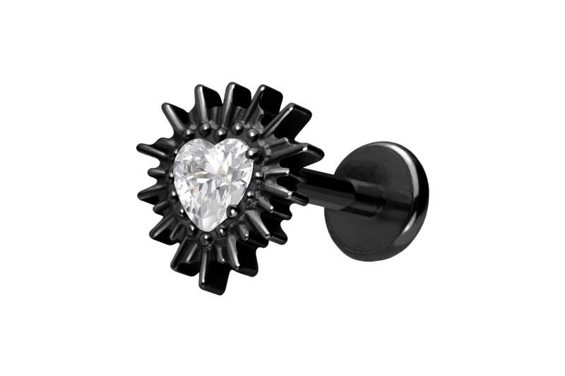 Titan Labret mit Push Fit KRISTALLHERZ + SONNENSTRAHLEN von Piercingline