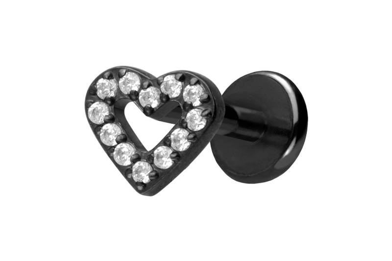 Titan Labret mit Push Fit KRISTALLHERZ von Piercingline