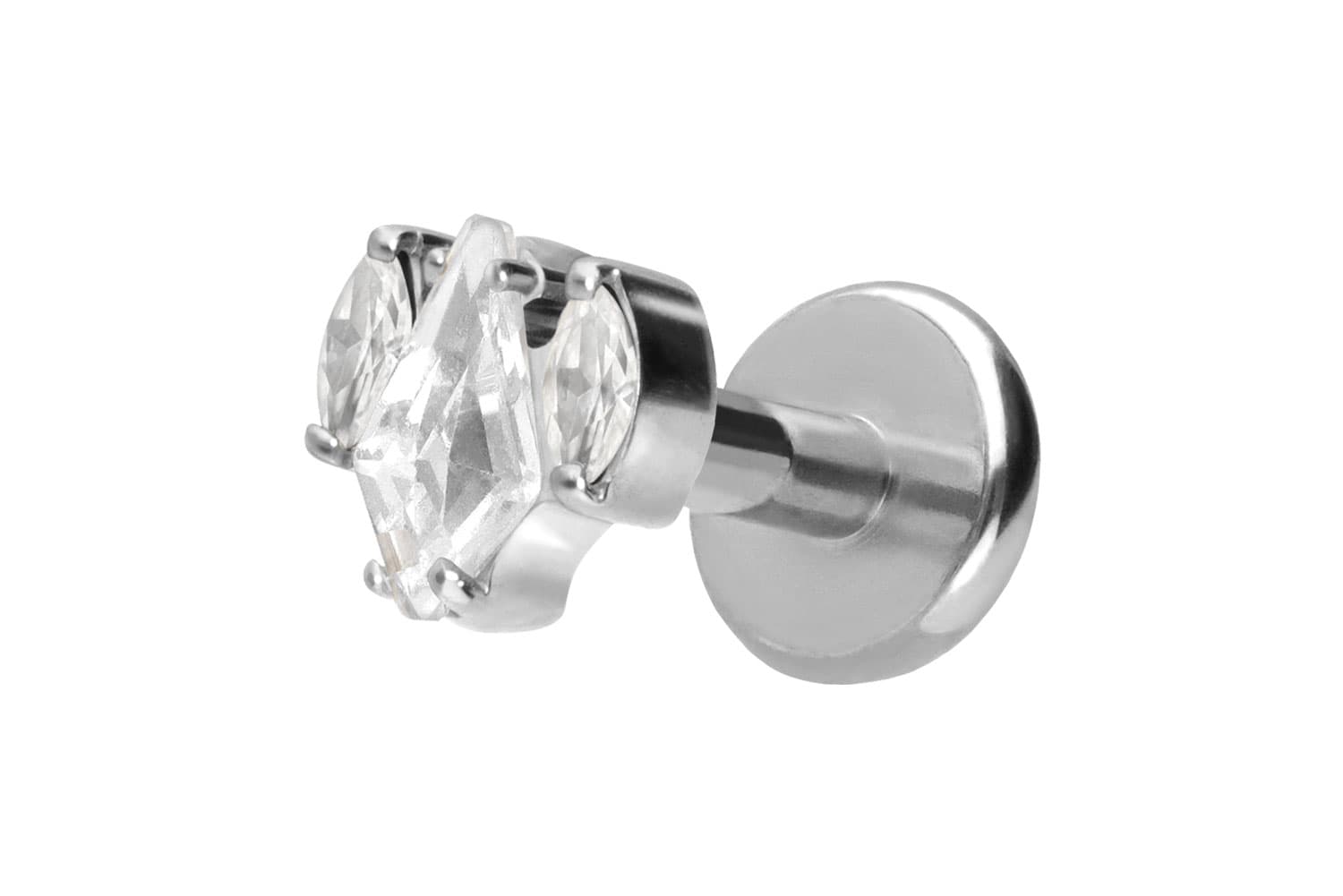 Titan Labret mit Push Fit KRISTALLSCHILD + KRISTALLOVALE von Piercingline